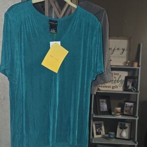 Elegant Teal Short Sleeve Top Citiknit